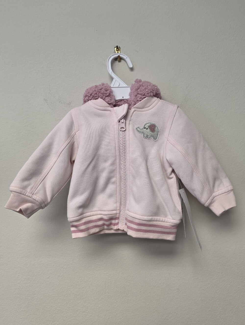 Robeez Elephant Sherpa Lined Reversible Hoodie Jacket Heavenly Pink 0 - 3 M